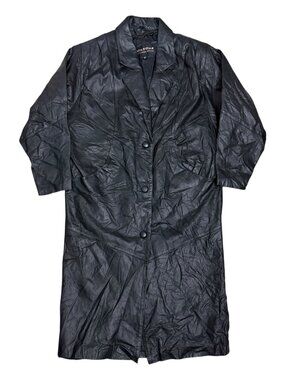 WILSONS LEATHER Long Goth Trench Vintage Retro Designer Jacket Coat Mens Medium